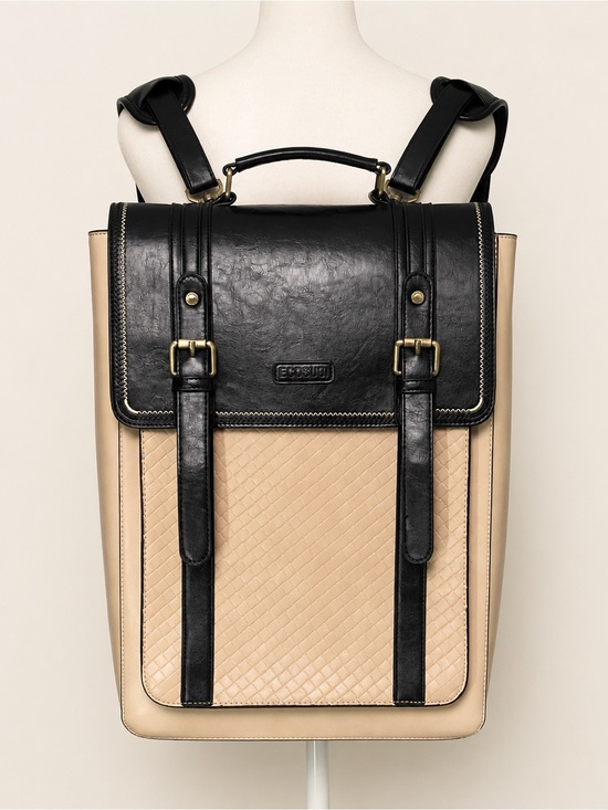 Ecosusi Handbags - 🖤📚 ECOSUSI Black + Beige Convertible 15.6-Inch Laptop Satchel Backpack